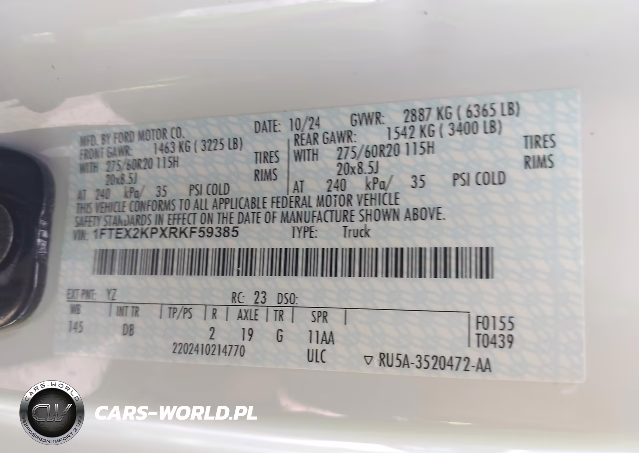 2024 Ford F-150 Stx VIN:1FTEX2KPXRKF59385 - 9
