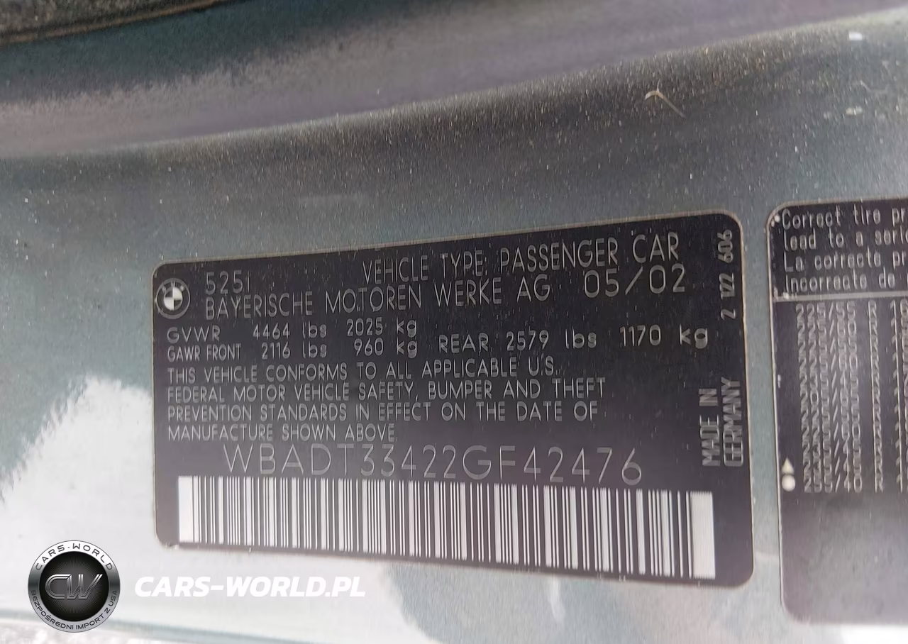 2002 BMW 5 Series 525I VIN:WBADT33422GF42476 - 9