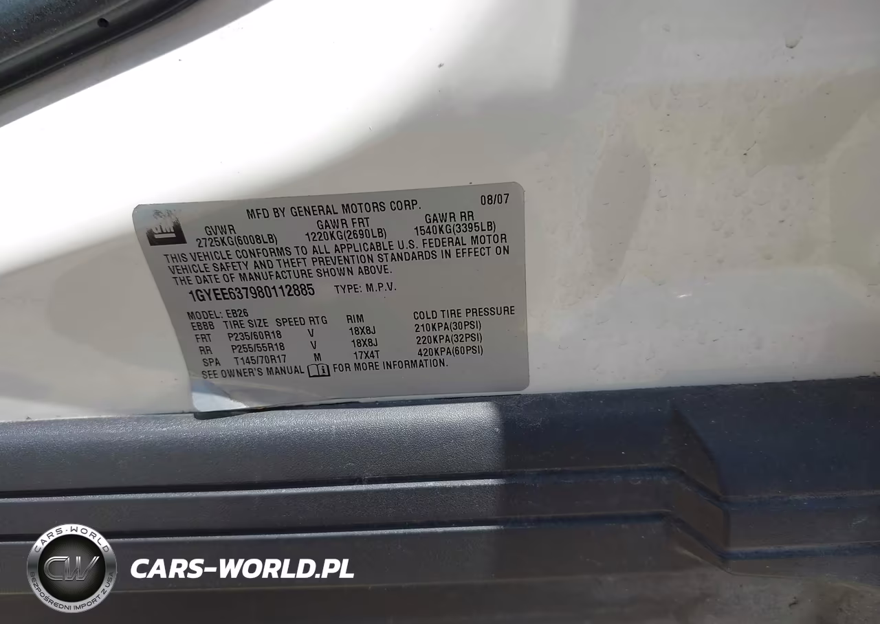 2008 Cadillac Srx Rwd VIN:1GYEE637980112885 - 9