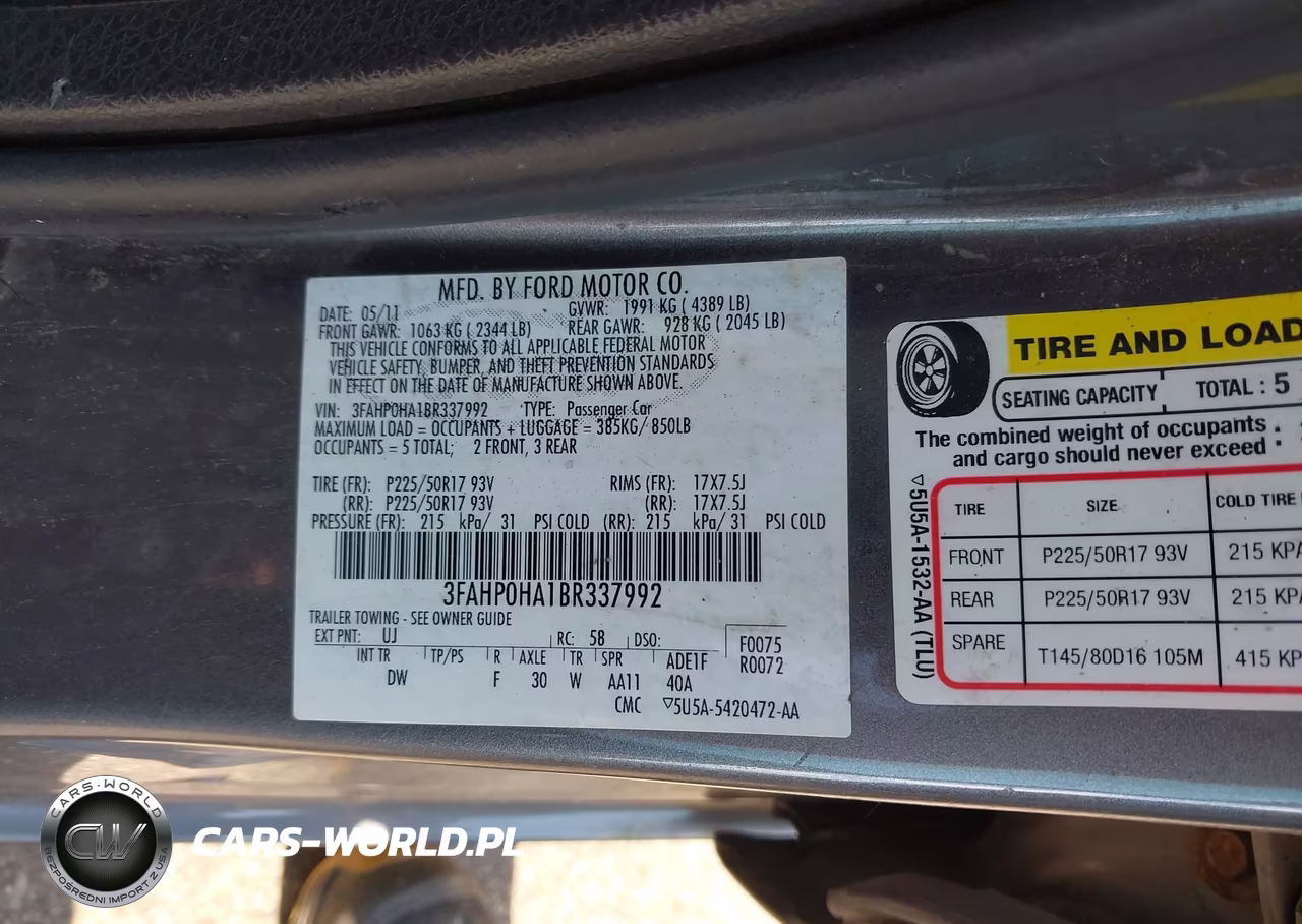 2011 Ford Fusion Se VIN:3FAHP0HA1BR337992 - 9