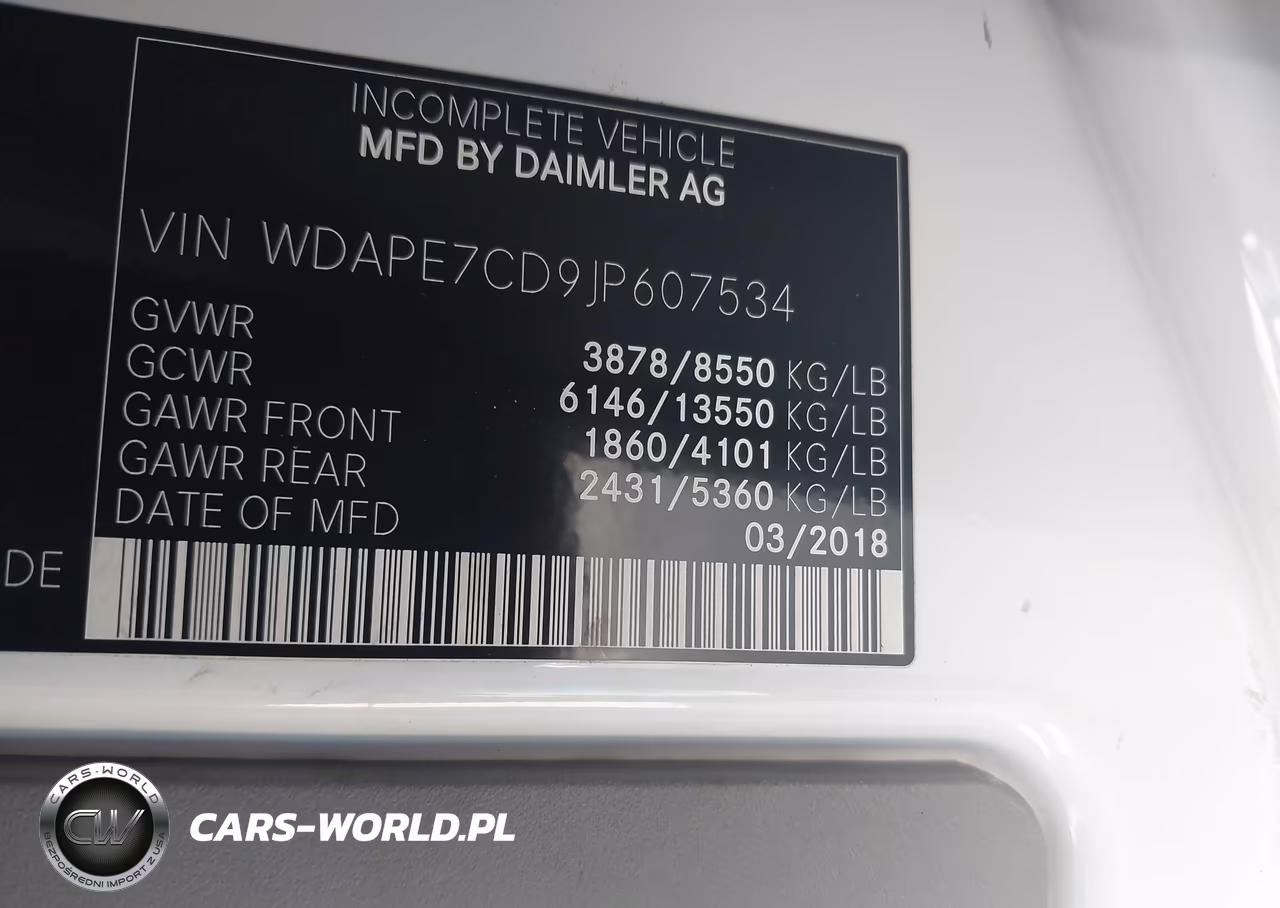 2018 Mercedes-Benz Sprinter 2500 Standard Roof V6 VIN:WDAPE7CD9JP607534 - 9