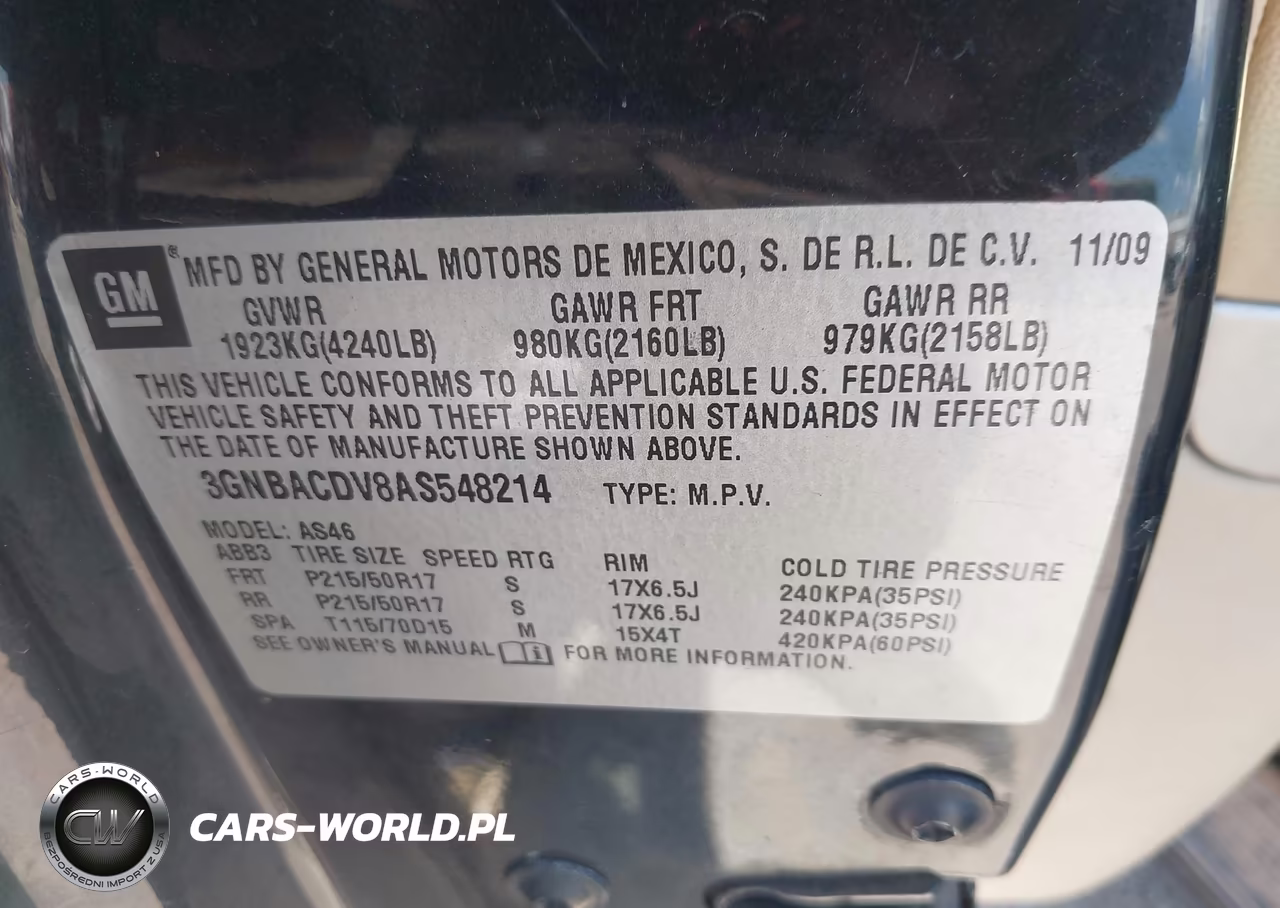2010 Chevrolet Hhr Lt VIN:3GNBACDV8AS548214 - 9