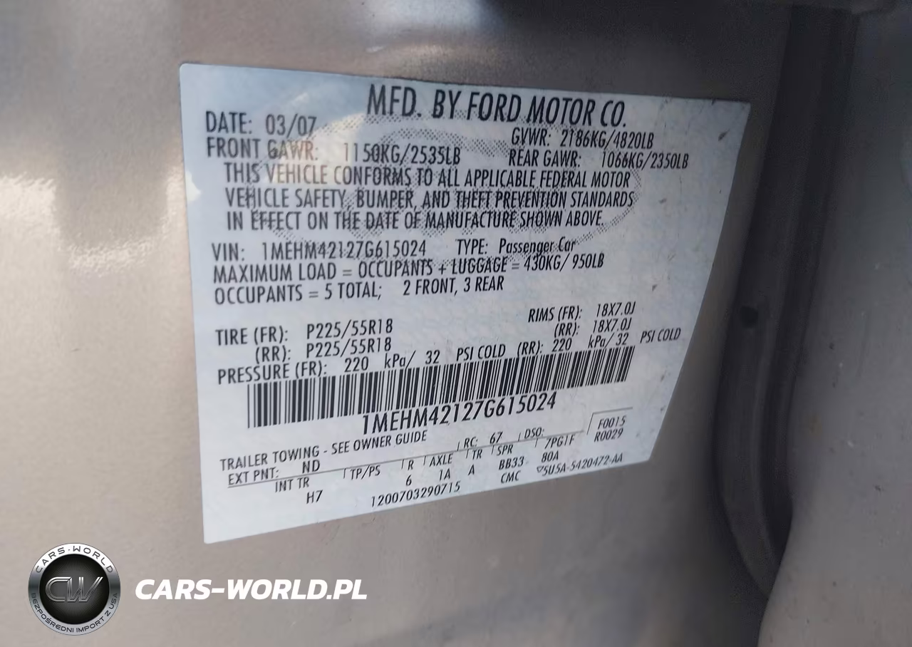 2007 Mercury Montego Premier VIN:1MEHM42127G615024 - 9