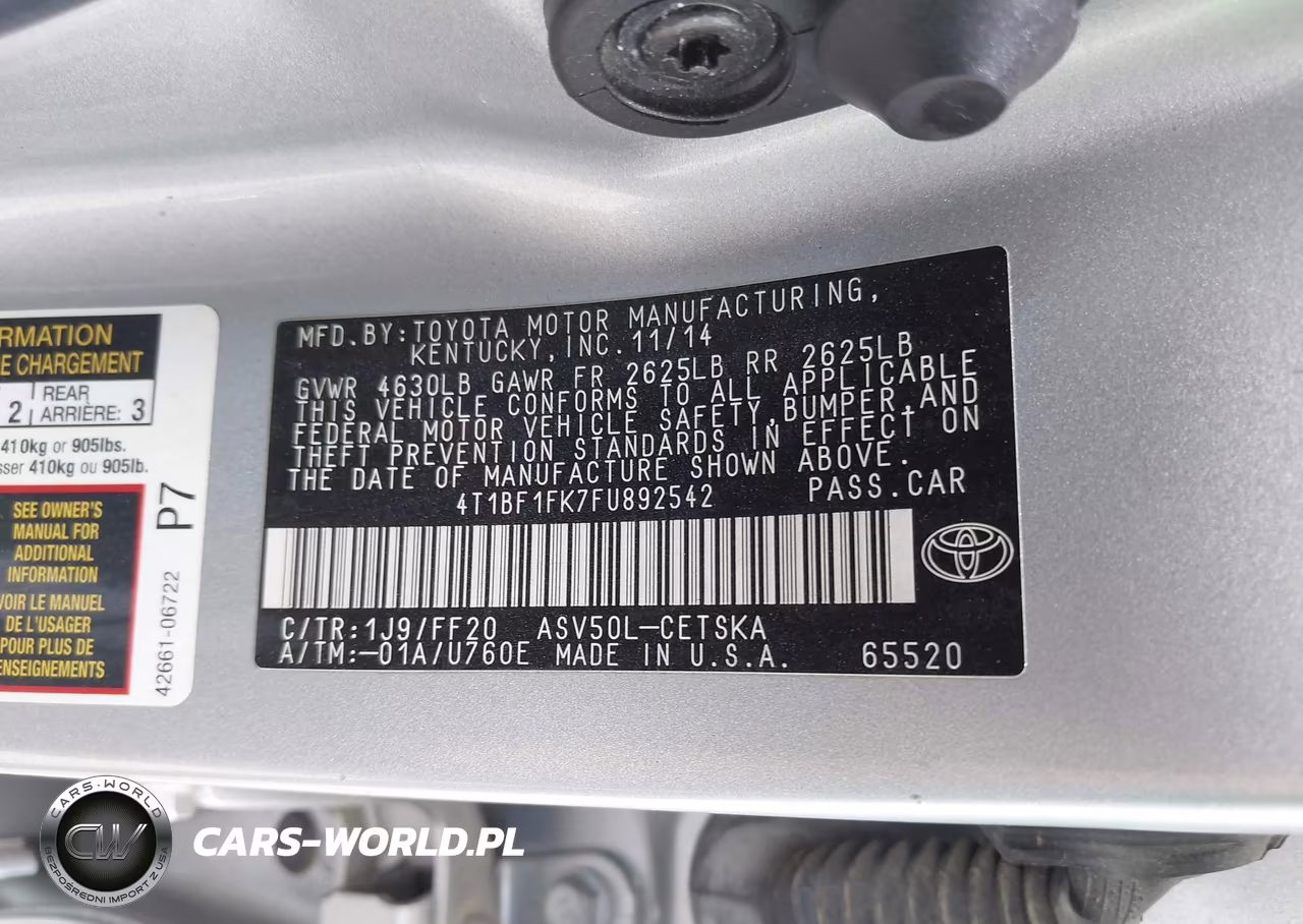 2015 Toyota Camry Se VIN:4T1BF1FK7FU892542 - 9