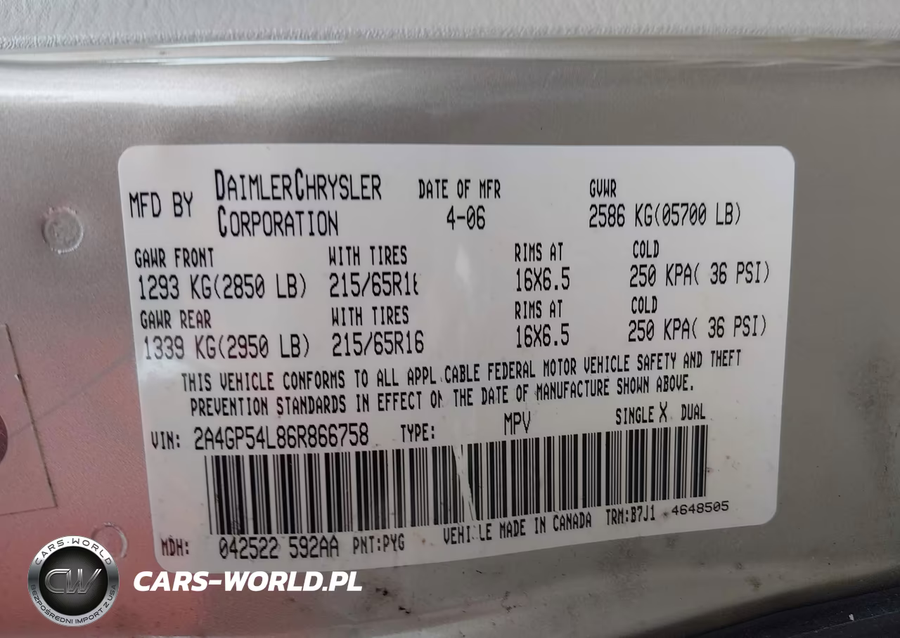 2006 Chrysler Town & Country Touring VIN:2A4GP54L86R866758 - 9