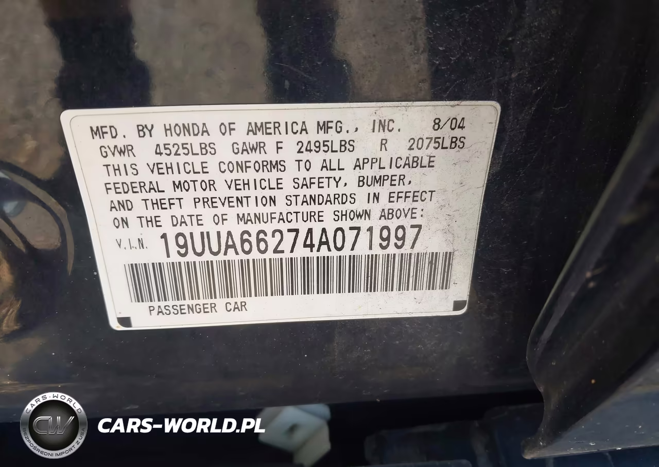 2004 Acura Tl VIN:19UUA66274A071997 - 9