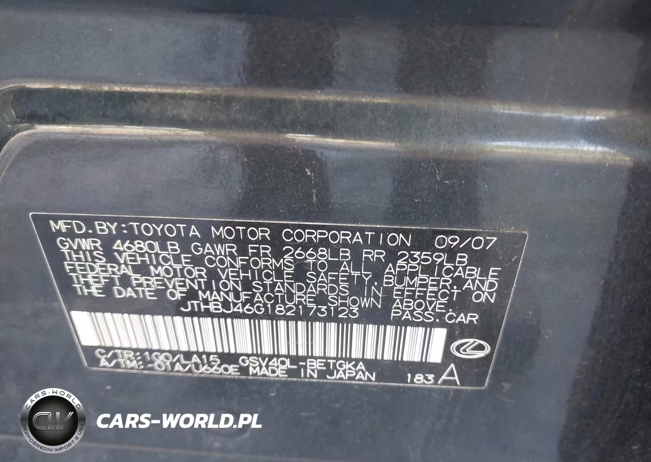 2008 Lexus Es 350 VIN:JTHBJ46G182173123 - 9