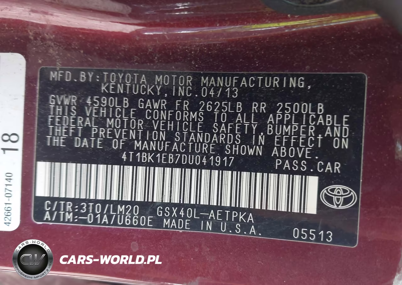 2013 Toyota Avalon Limited VIN:4T1BK1EB7DU041917 - 9