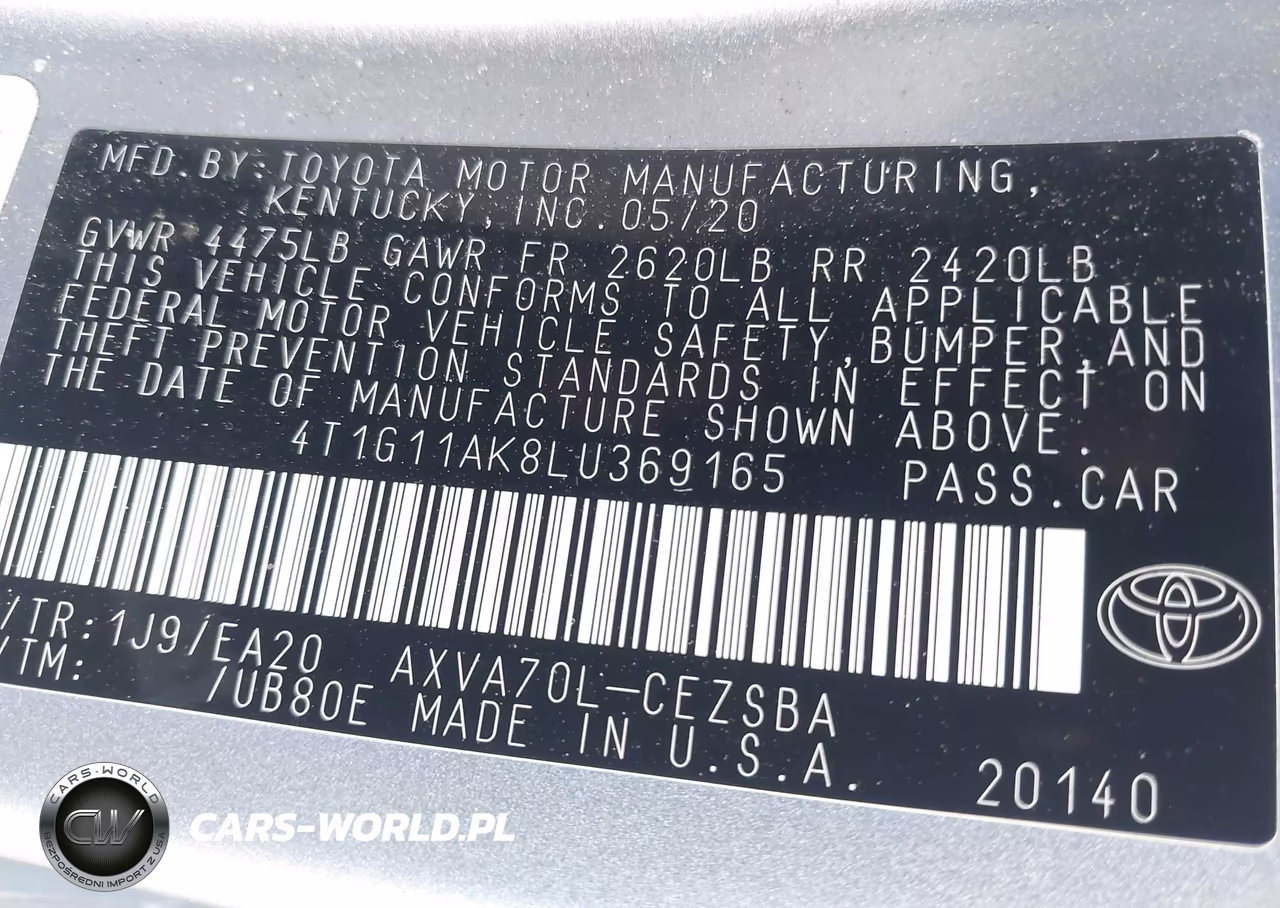 2020 Toyota Camry Se VIN:4T1G11AK8LU369165 - 9