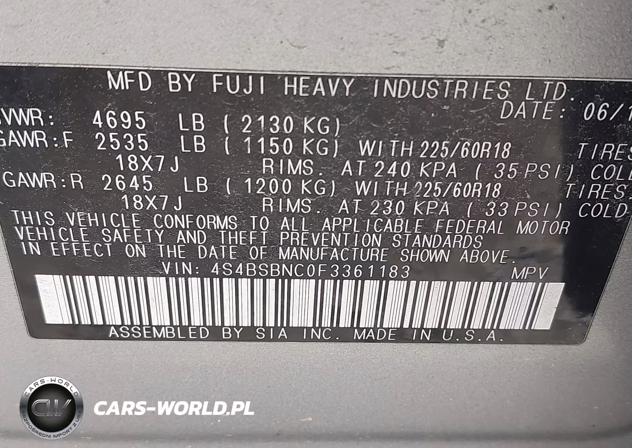 2015 Subaru Outback 2.5I Limited VIN:4S4BSBNC0F3361183 - 9