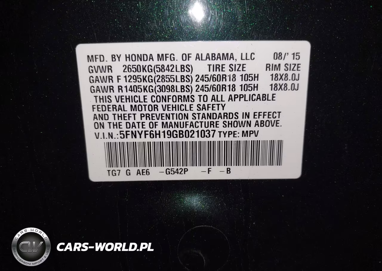 2016 Honda Pilot Lx VIN:5FNYF6H19GB021037 - 9