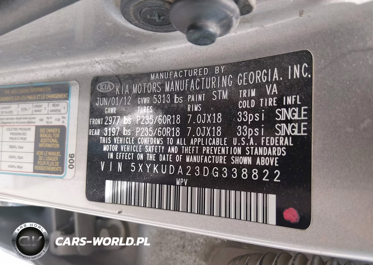 2013 Kia Sorento Ex V6 VIN:5XYKUDA23DG338822 - 9