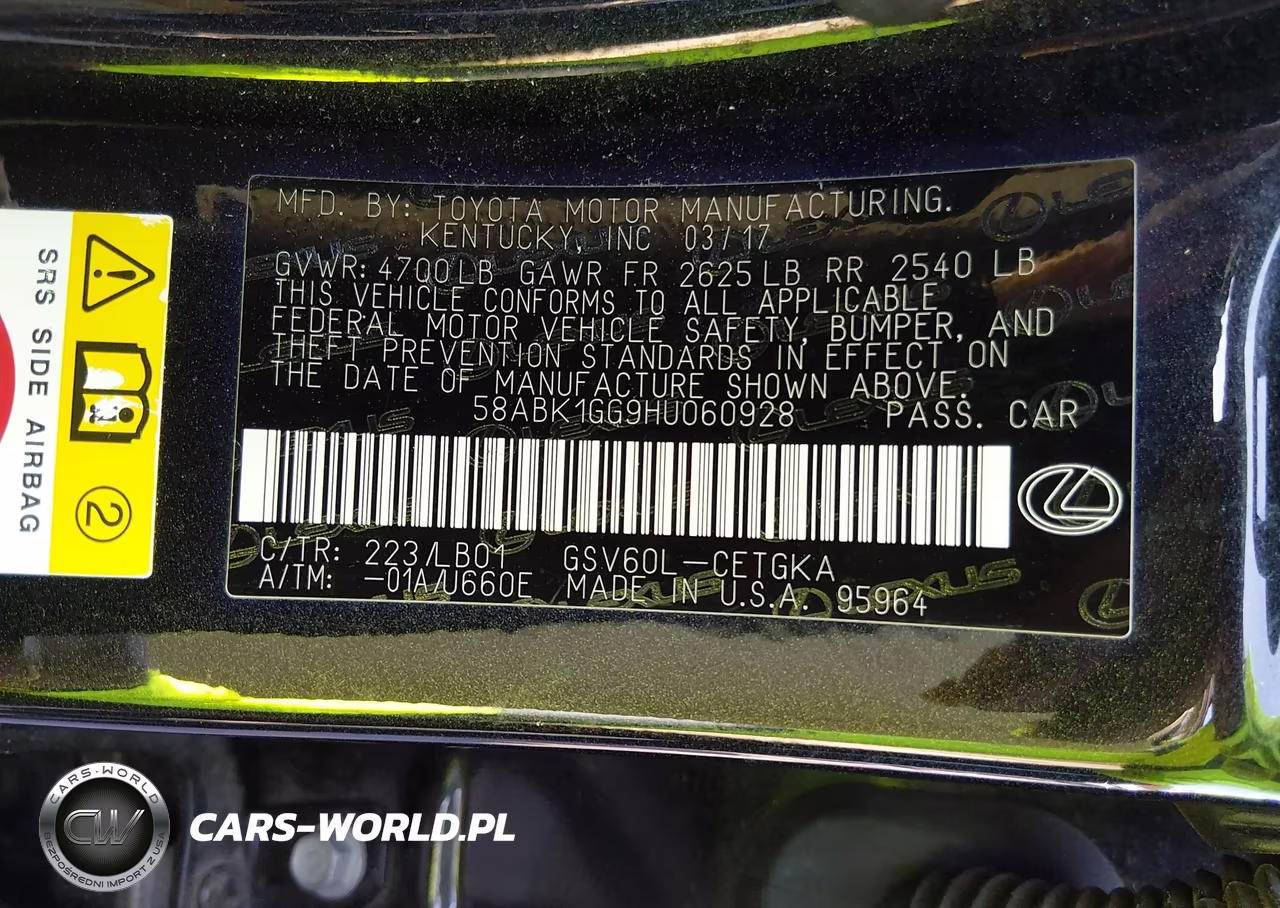 2017 Lexus Es 350 VIN:58ABK1GG9HU060928 - 9