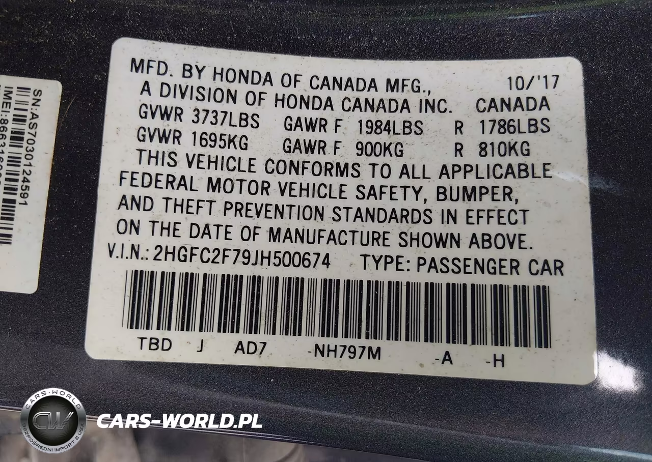 2018 Honda Civic Ex VIN:2HGFC2F79JH500674 - 9