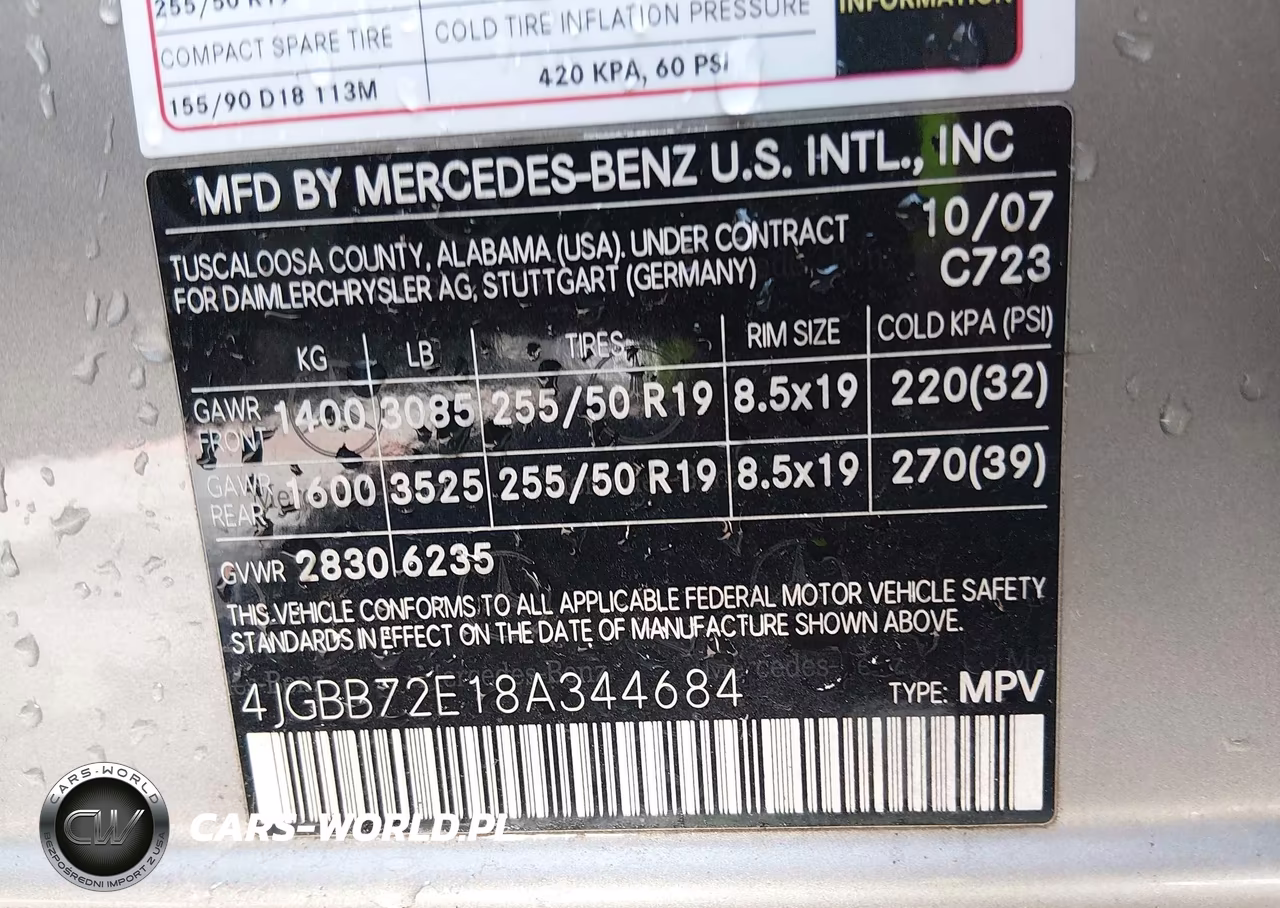 2008 Mercedes-Benz M-Class 5.5L VIN:4JGBB72E18A344684 - 9