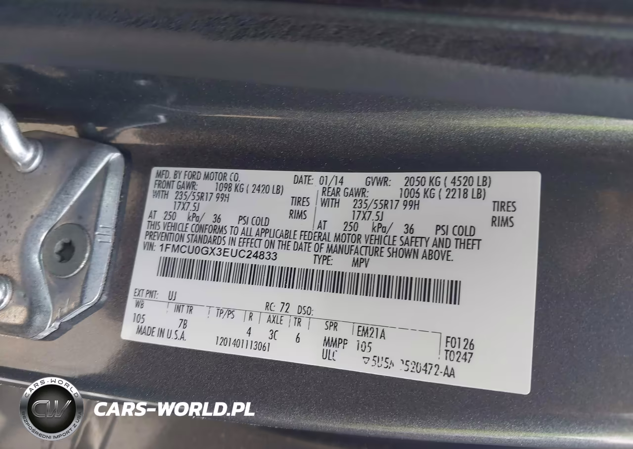 2014 Ford Escape Se VIN:1FMCU0GX3EUC24833 - 9