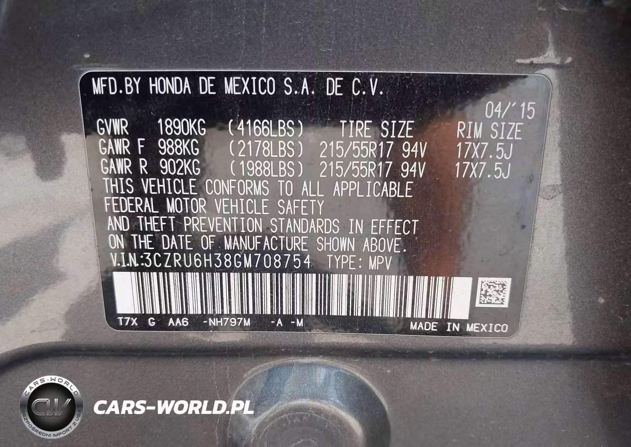 2016 Honda Hr-V Lx VIN:3CZRU6H38GM708754 - 9