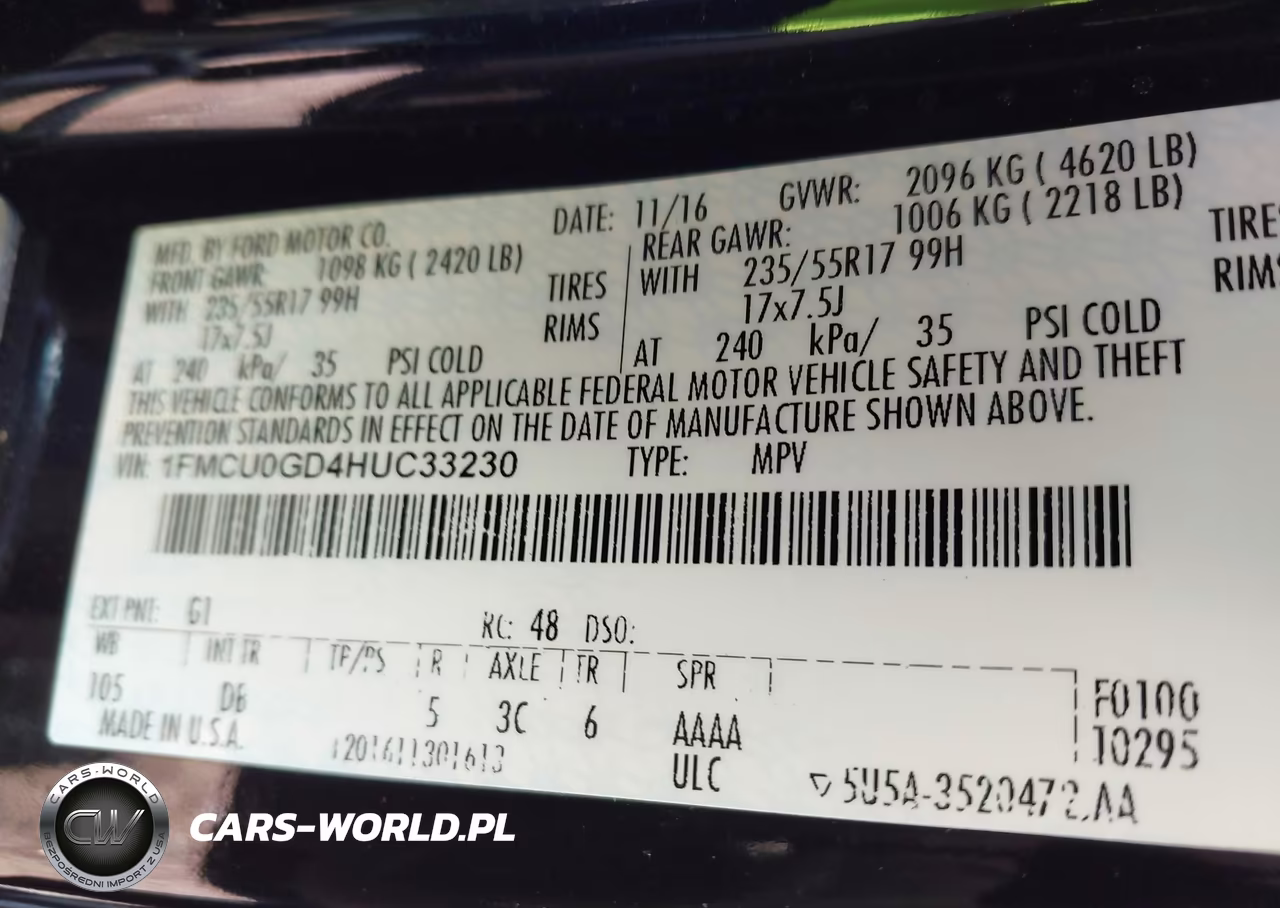 2017 Ford Escape Se VIN:1FMCU0GD4HUC33230 - 9