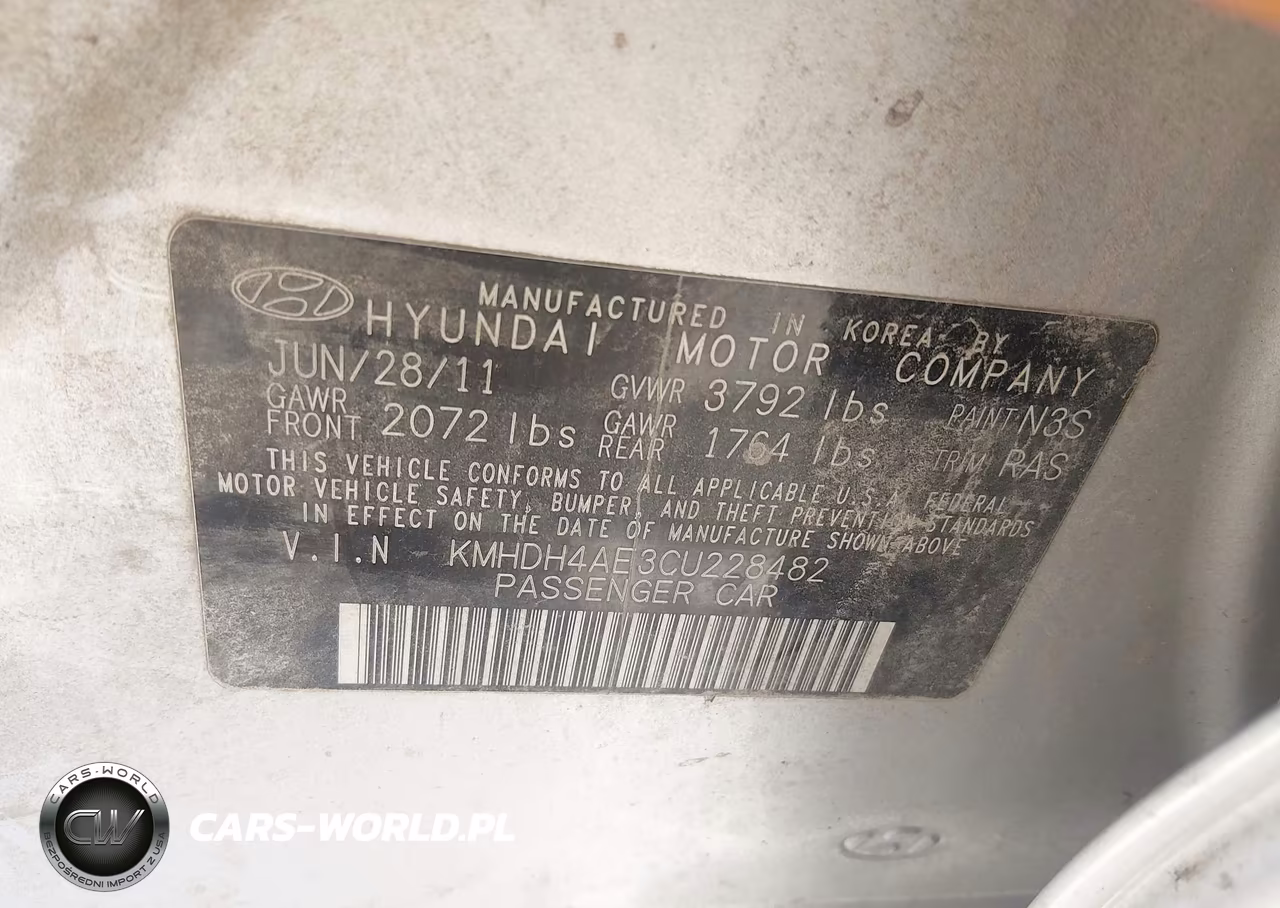 2012 Hyundai Elantra Gls (Ulsan Plant) VIN:KMHDH4AE3CU228482 - 9
