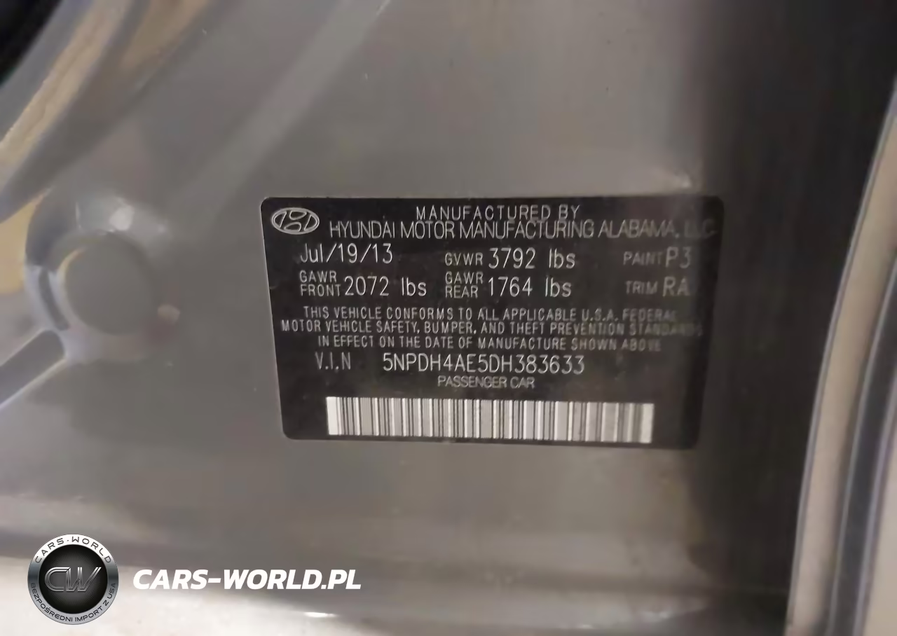 2013 Hyundai Elantra Gls VIN:5NPDH4AE5DH383633 - 9
