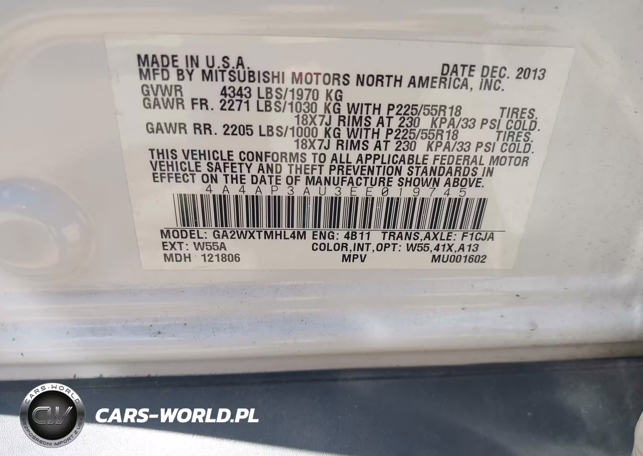 2014 Mitsubishi Outlander Sport Es VIN:4A4AP3AU3EE019745 - 9