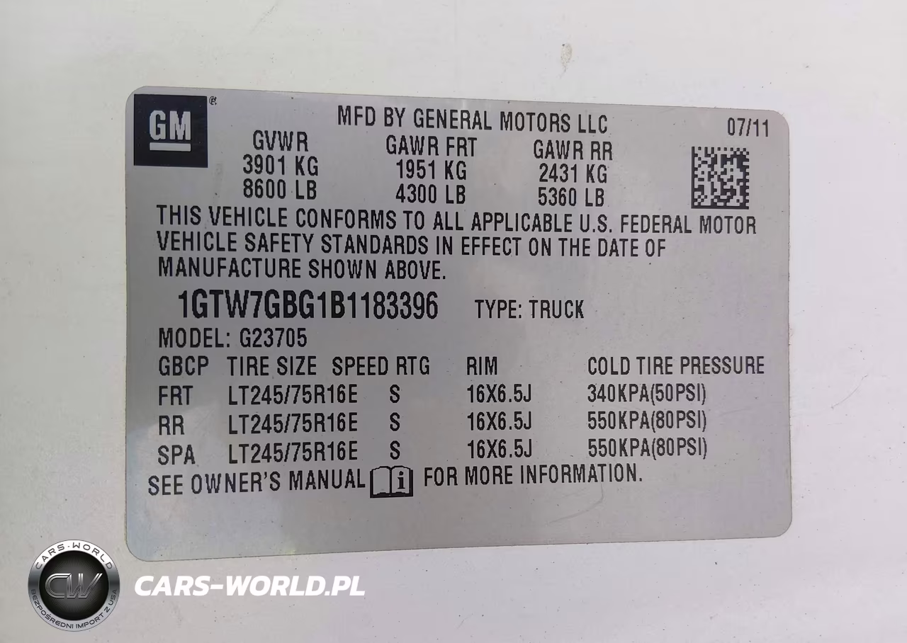 2011 GMC Savana 2500 Work Van VIN:1GTW7GBG1B1183396 - 9