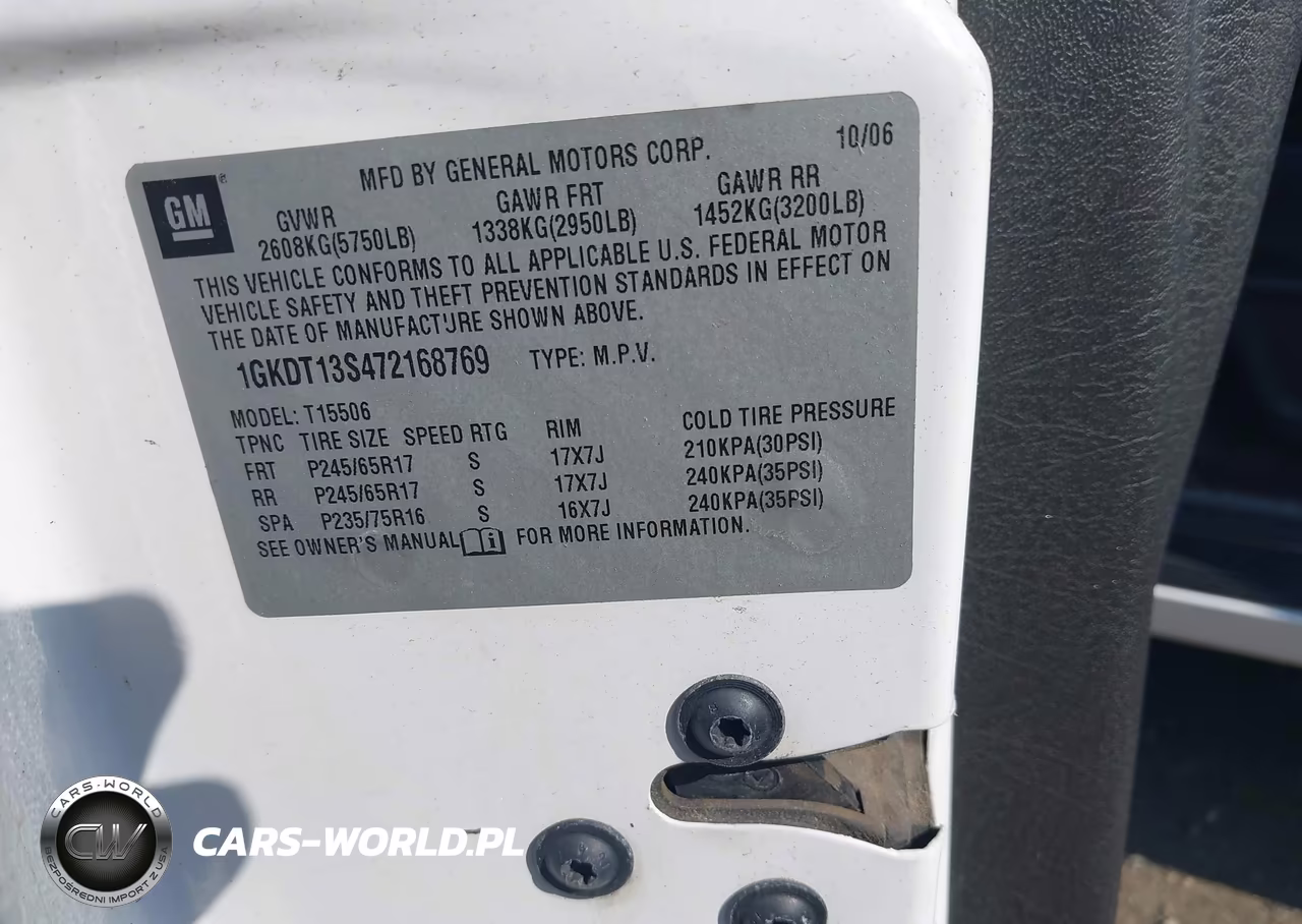 2007 GMC Envoy Sle Commercial VIN:1GKDT13S472168769 - 9