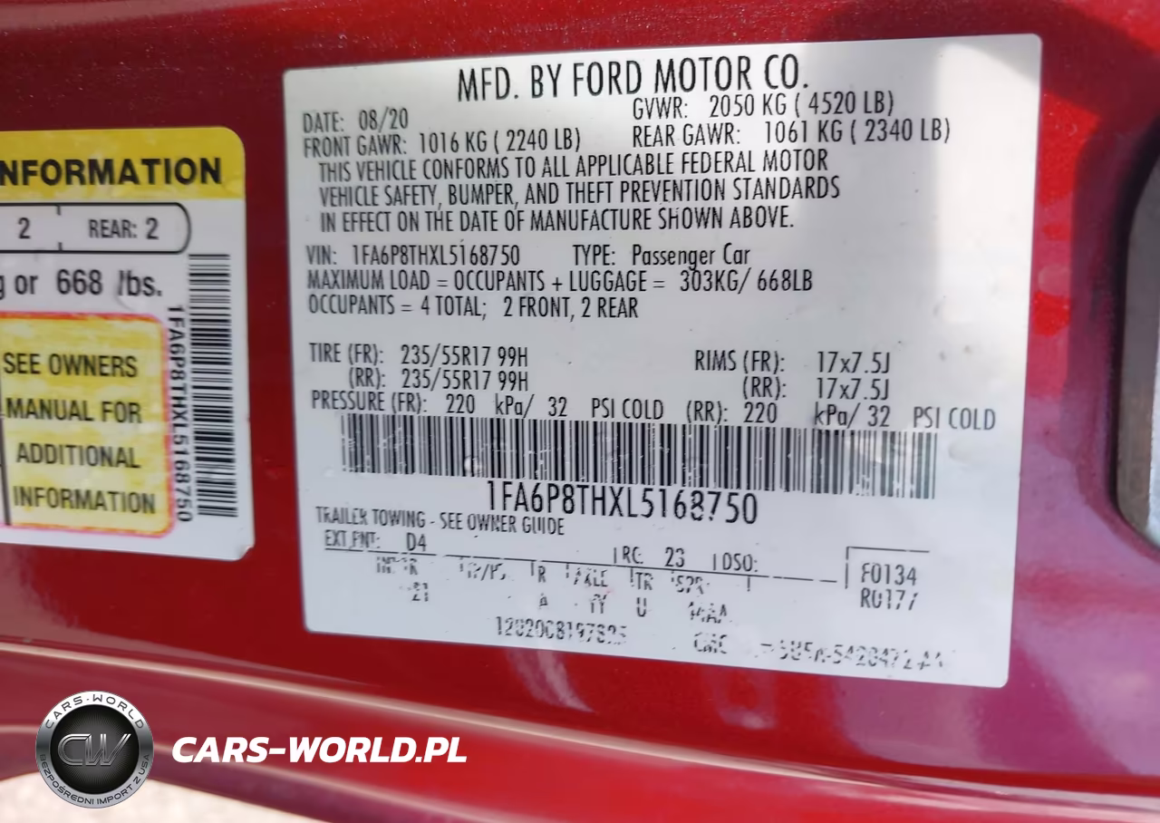 2020 Ford Mustang Ecoboost Fastback VIN:1FA6P8THXL5168750 - 9