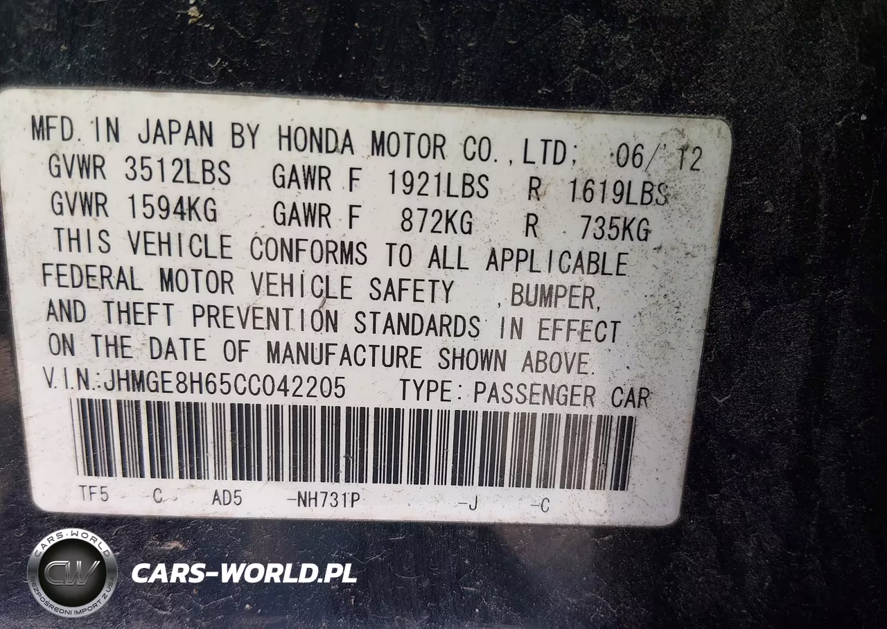 2012 Honda Fit Sport VIN:JHMGE8H65CC042205 - 9
