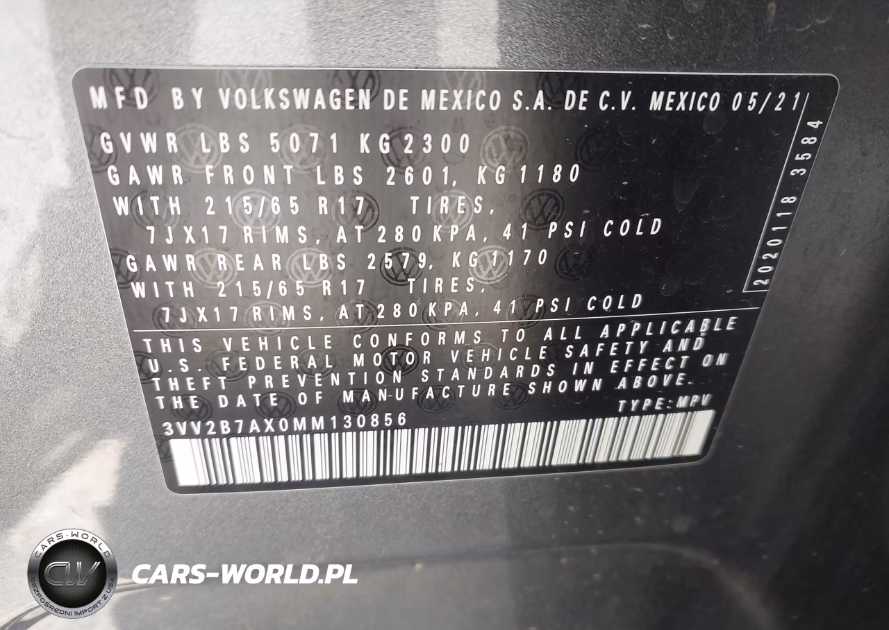 2021 Volkswagen Tiguan 2.0T Se-2.0T Se R-Line Black-2.0T Sel VIN:3VV2B7AX0MM130856 - 9