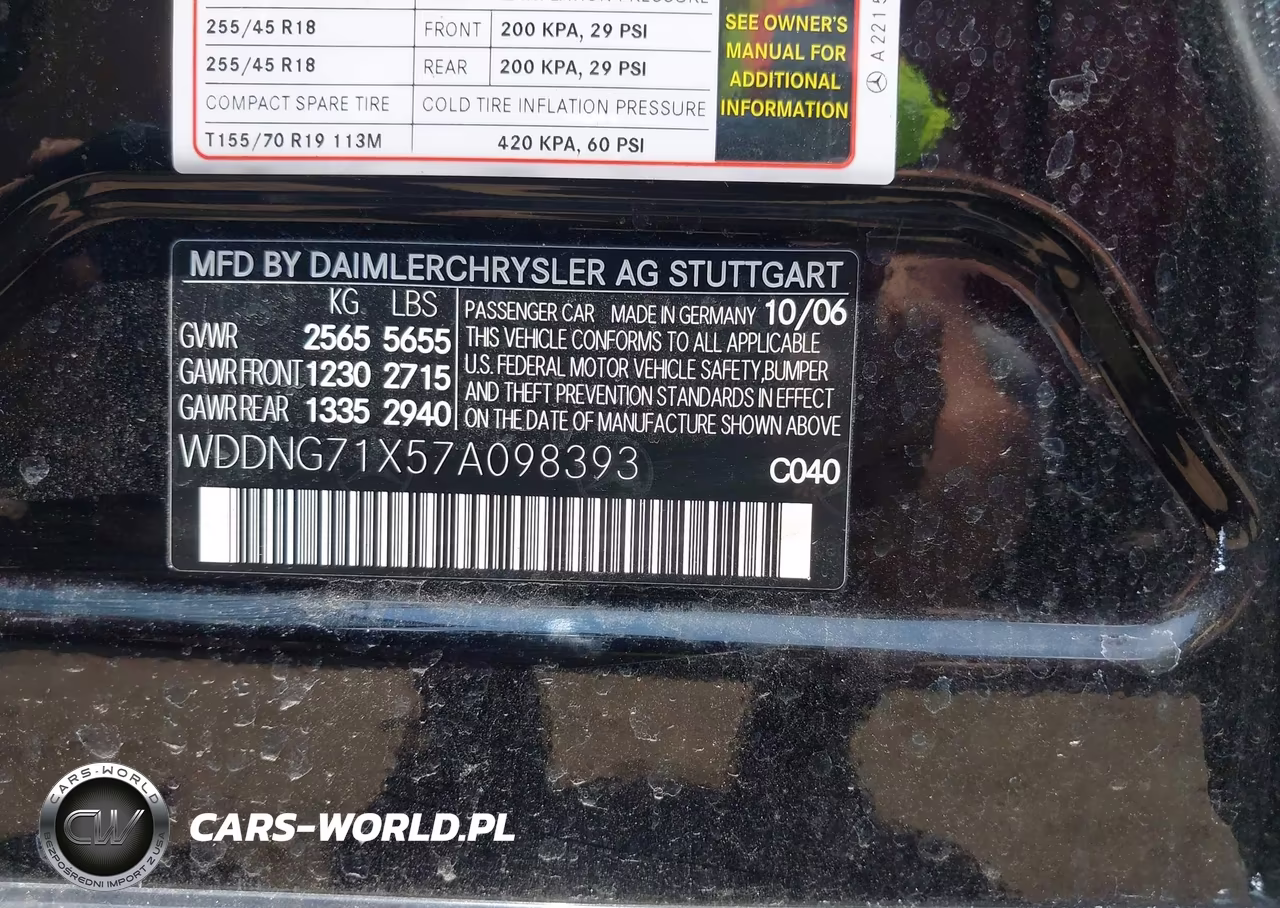 2007 Mercedes-Benz S 550 VIN:WDDNG71X57A098393 - 9