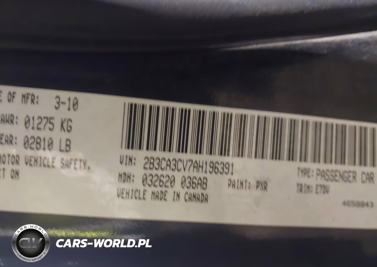 2010 Dodge Charger Sxt VIN:2B3CA3CV7AH196391 - 9