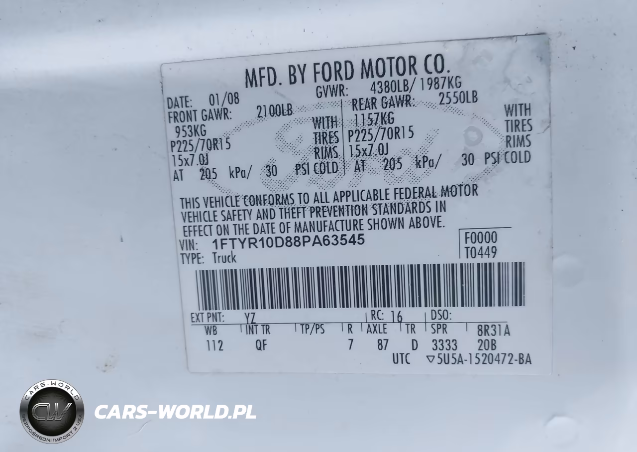 2008 Ford Ranger Xl-Xlt VIN:1FTYR10D88PA63545 - 9