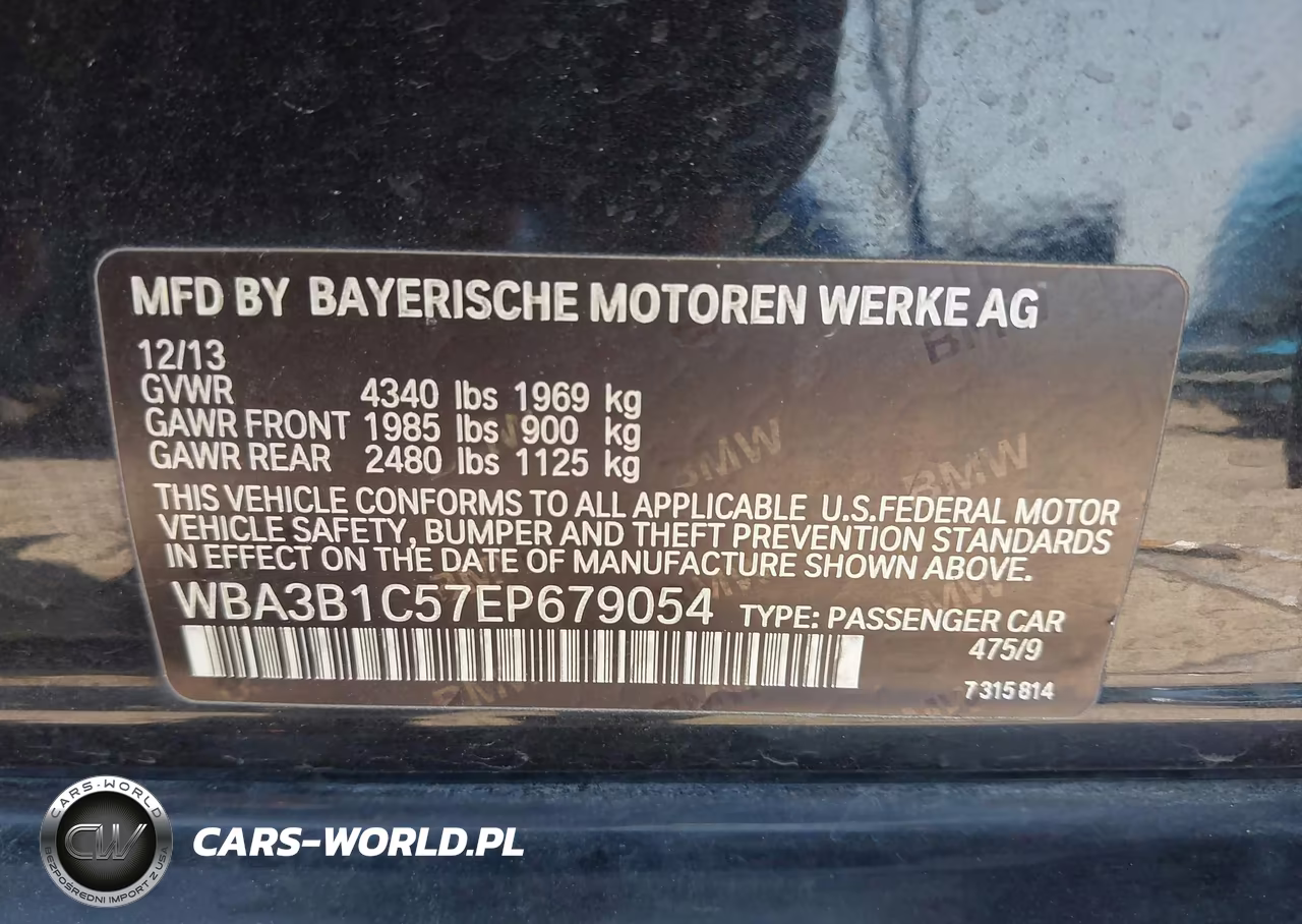 2014 BMW 320I VIN:WBA3B1C57EP679054 - 9