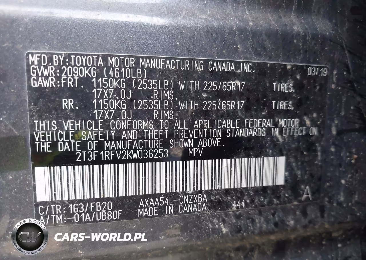 2019 Toyota Rav4 Le VIN:2T3F1RFV2KW036253 - 9