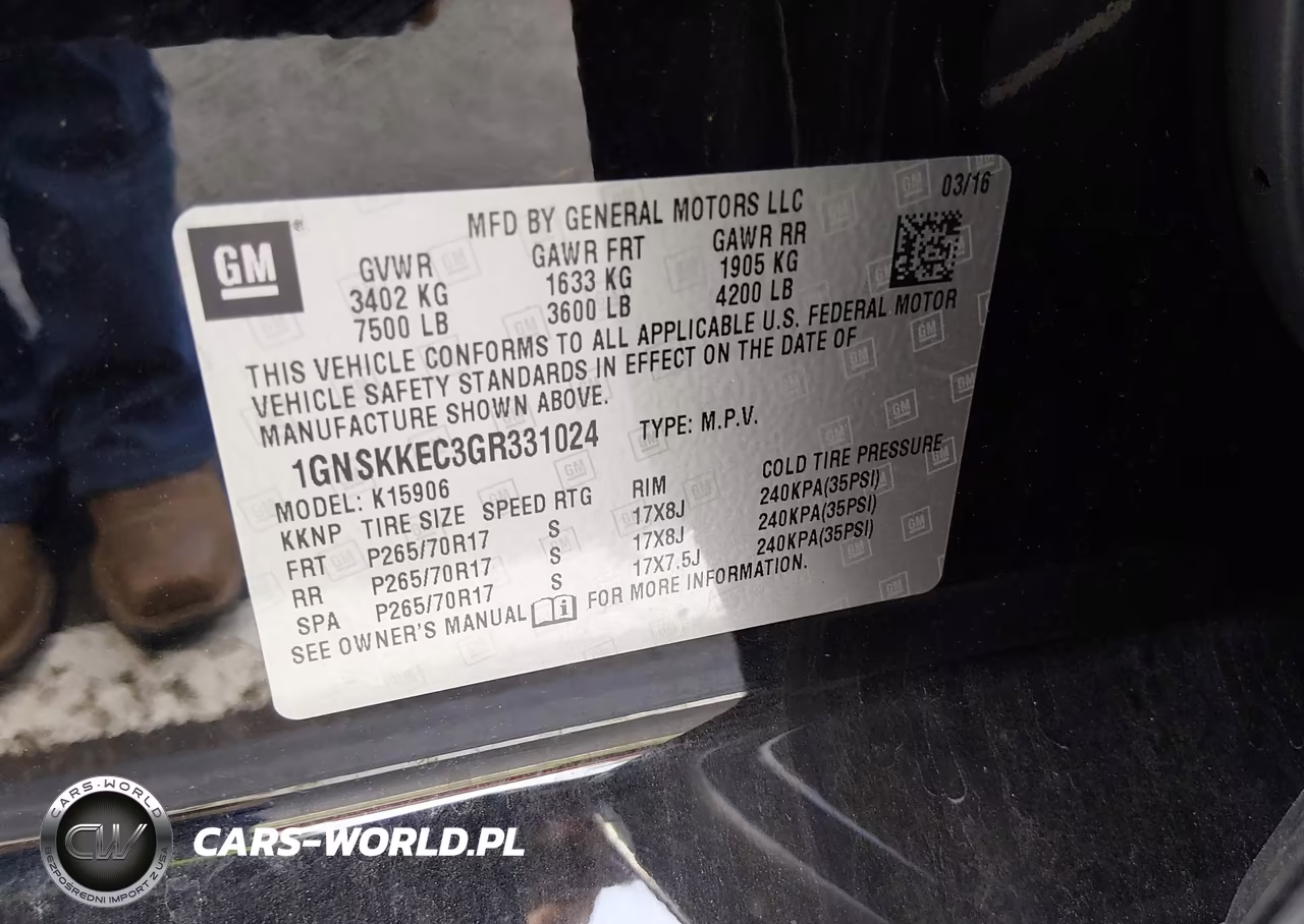 2016 Chevrolet Suburban Commercial Fleet VIN:1GNSKKEC3GR331024 - 9