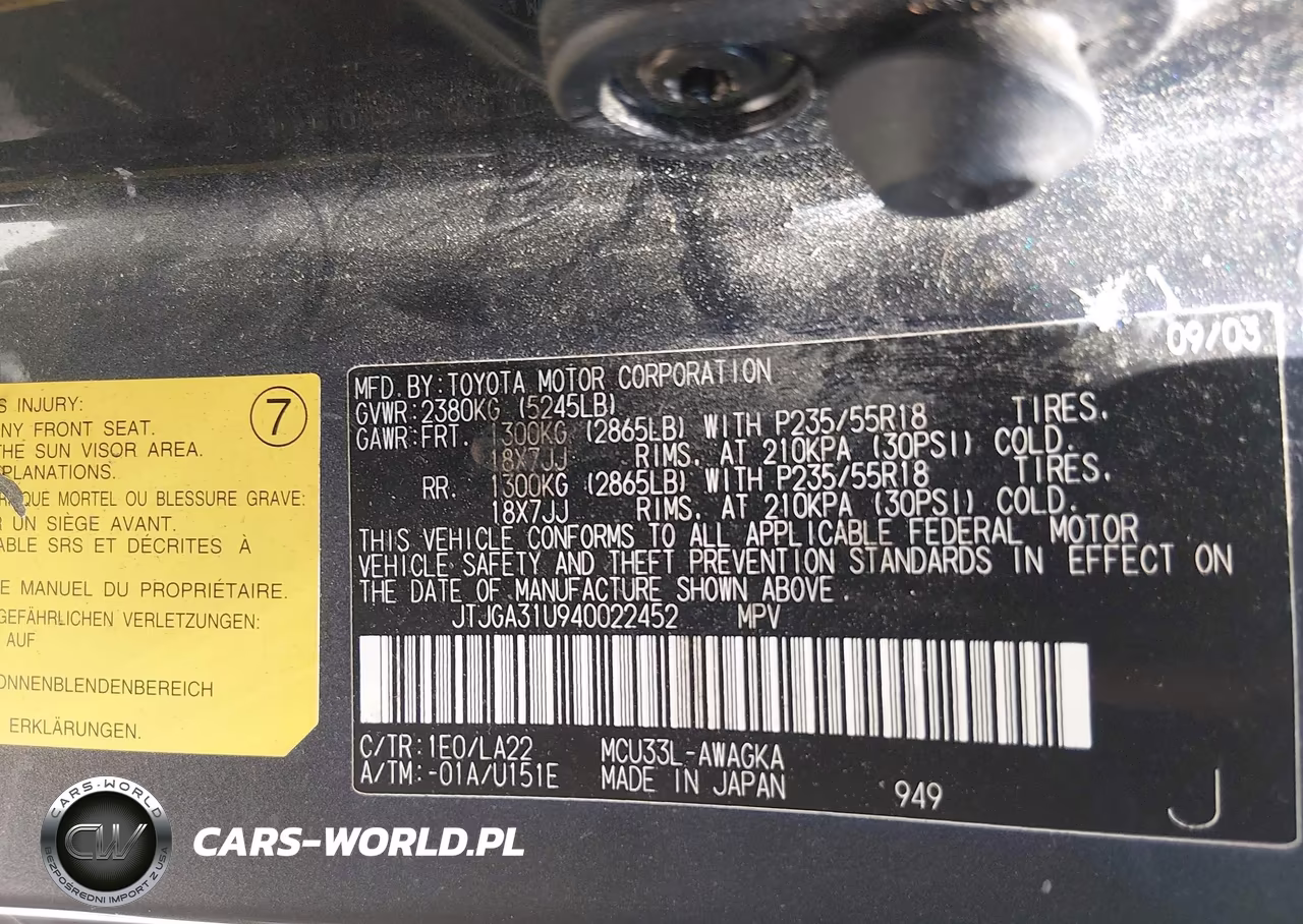 2004 Lexus Rx 330 VIN:JTJGA31U940022452 - 9