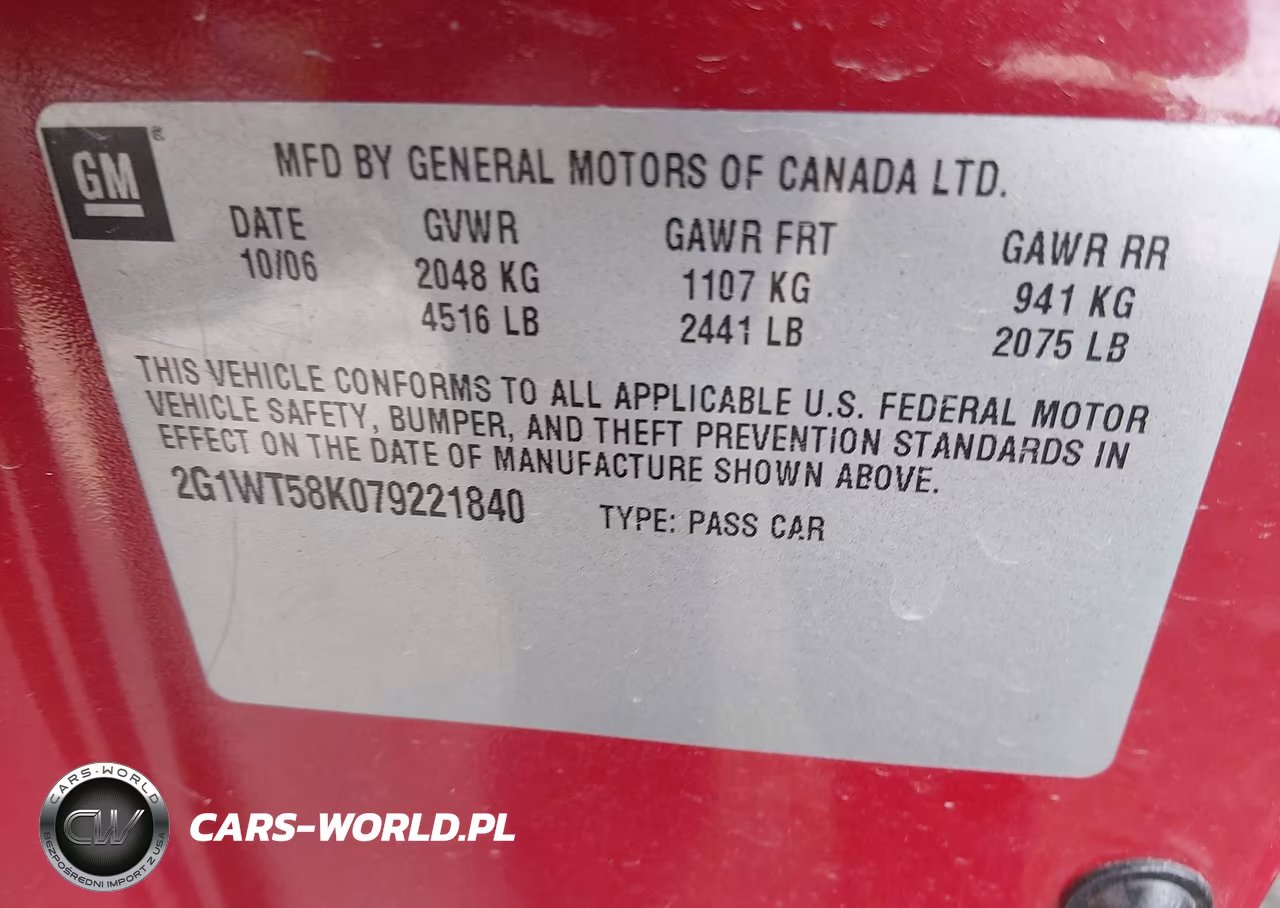 2007 Chevrolet Impala 3.5L Lt VIN:2G1WT58K079221840 - 9