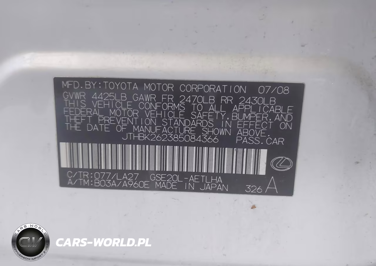 2008 Lexus Is 250 VIN:JTHBK262385084366 - 9