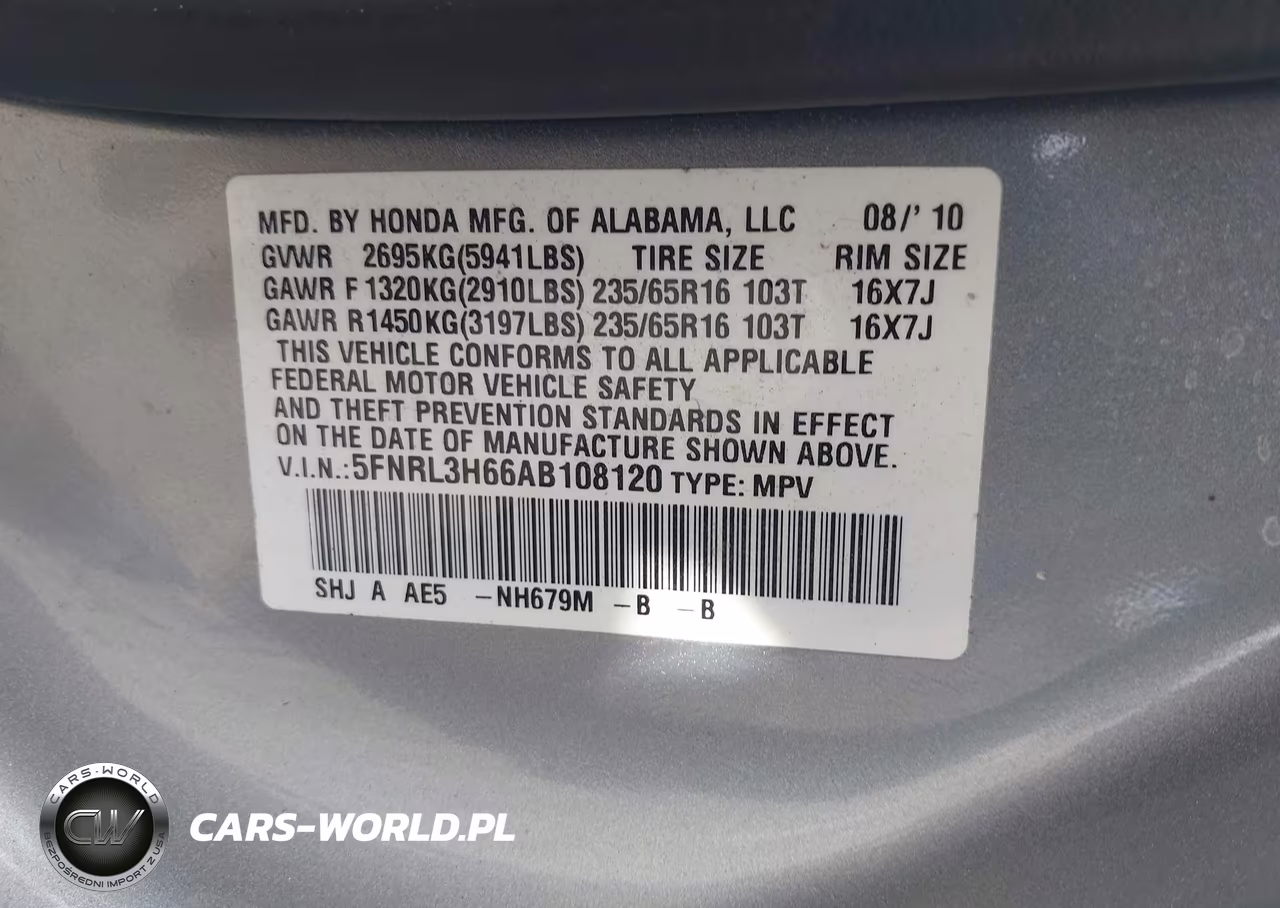 2010 Honda Odyssey Ex-L VIN:5FNRL3H66AB108120 - 9