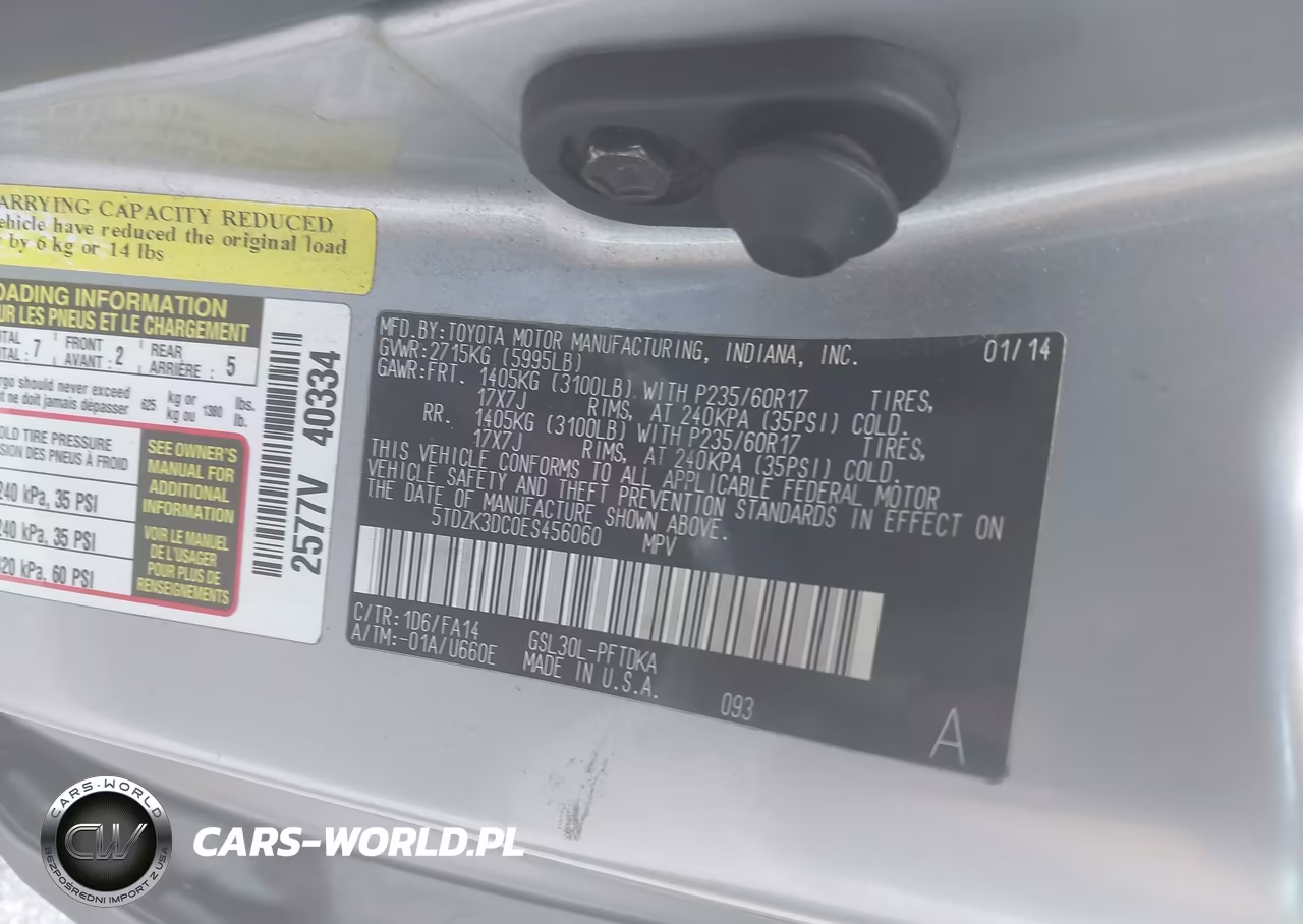 2014 Toyota Sienna L V6 7 Passenger VIN:5TDZK3DC0ES456060 - 9
