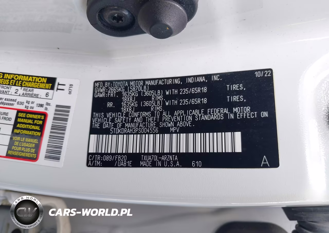 2023 Toyota Highlander L VIN:5TDKDRAH3PS004556 - 9