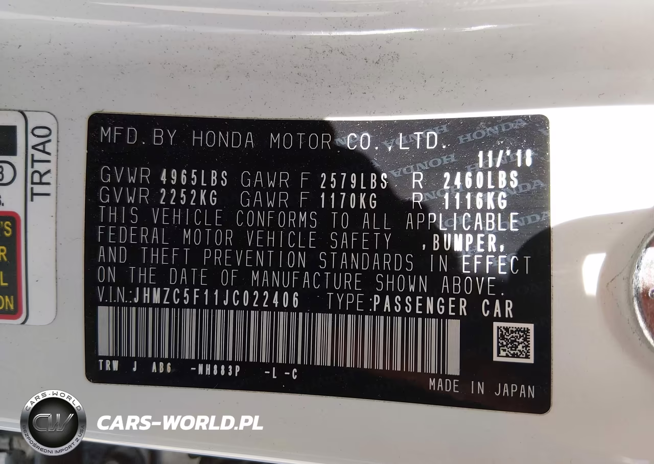 2018 Honda Clarity Plug-In Hybrid VIN:JHMZC5F11JC022406 - 9