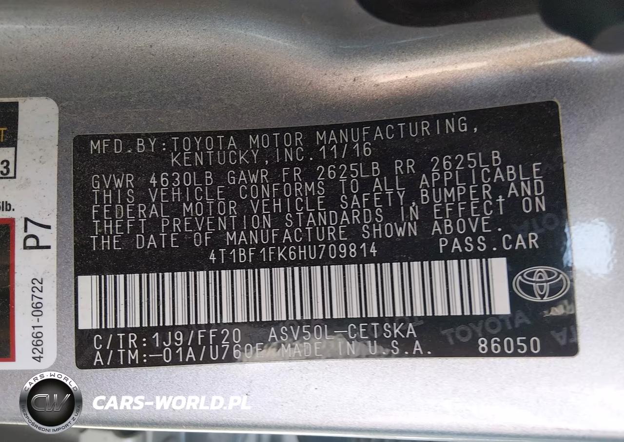 2017 Toyota Camry Se VIN:4T1BF1FK6HU709814 - 9