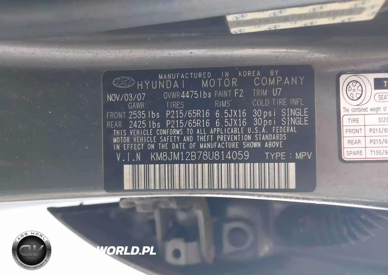 2008 Hyundai Tucson Gls VIN:KM8JM12B78U814059 - 9