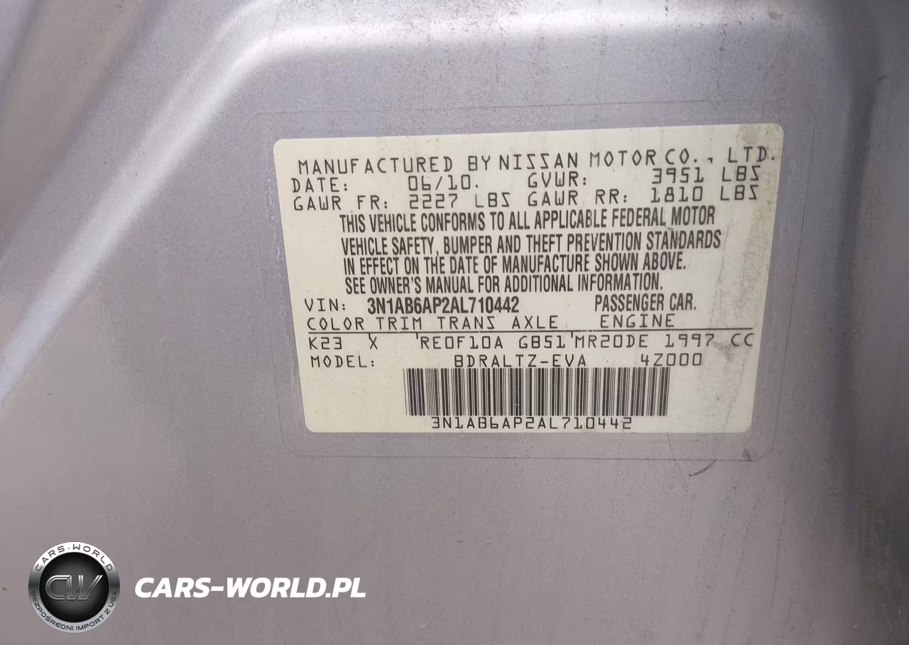 2010 Nissan Sentra 2.0S VIN:3N1AB6AP2AL710442 - 9