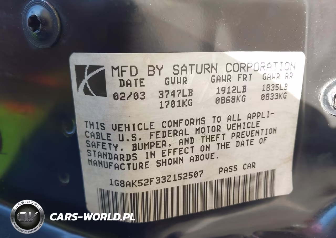 2003 Saturn Ion 3 VIN:1G8AK52F33Z152507 - 9
