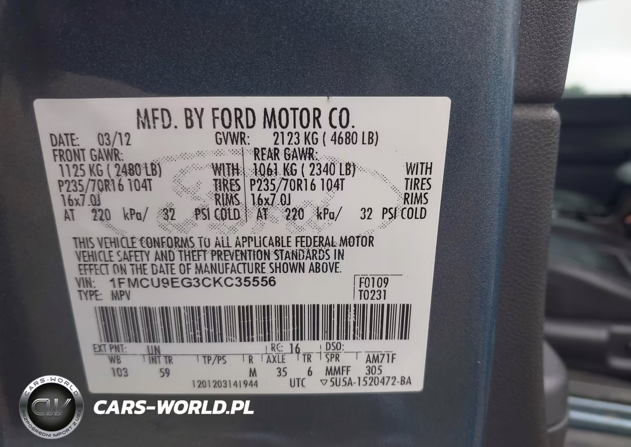 2012 Ford Escape Limited VIN:1FMCU9EG3CKC35556 - 9