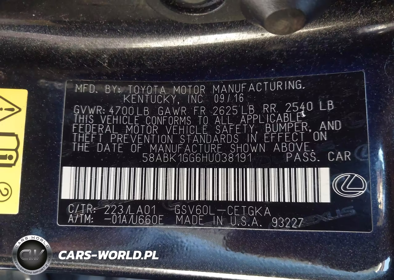 2017 Lexus Es 350 VIN:58ABK1GG6HU038191 - 9