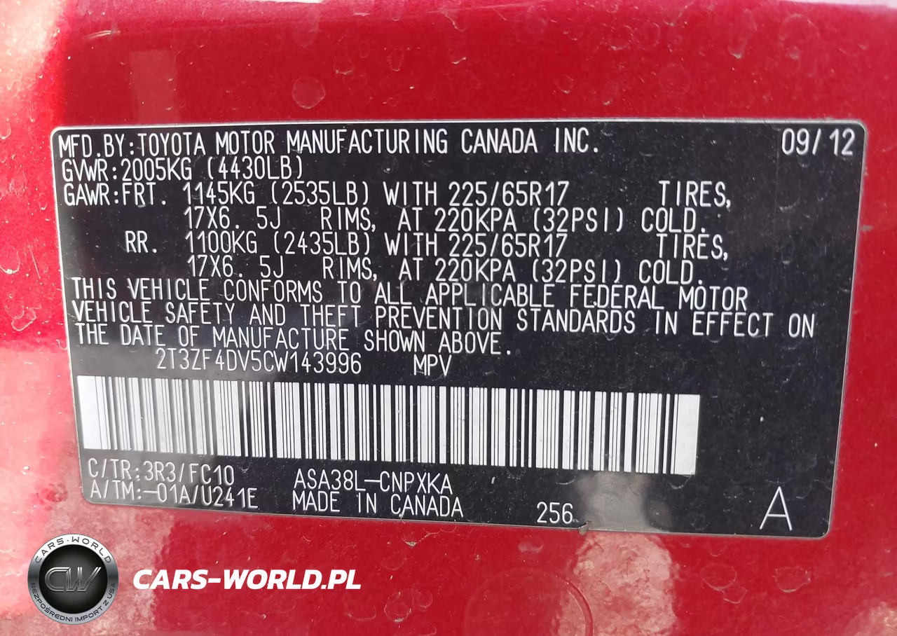 2012 Toyota Rav4 VIN:2T3ZF4DV5CW143996 - 9
